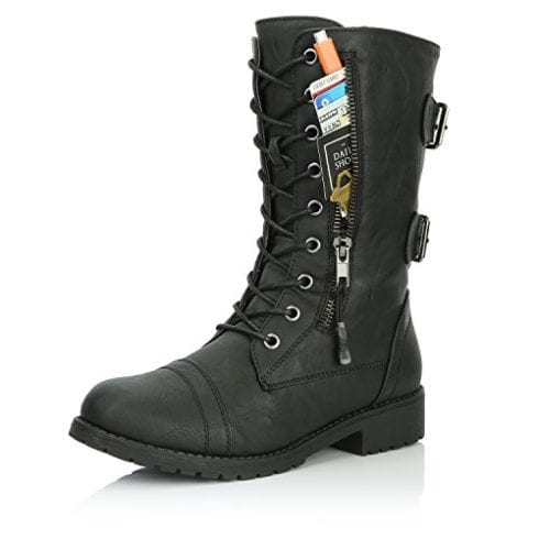 DailyShoes Women’s Military Combat Mid Calf Boots
