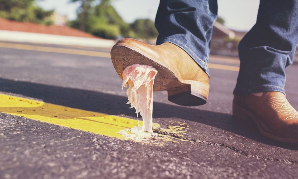 How to remove hot sale gum from leather shoes